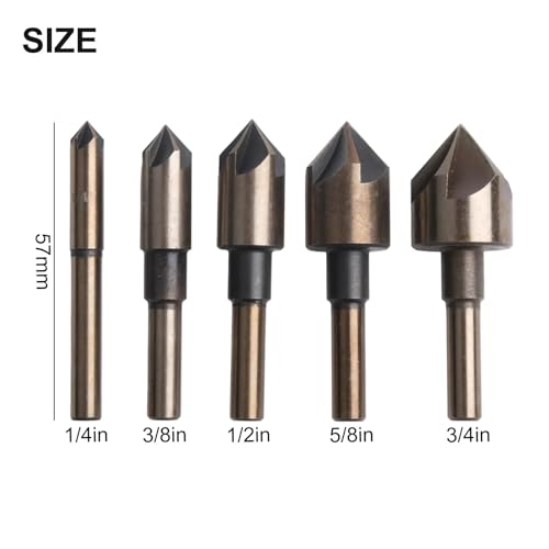 5PCS Bohren Löcher Anfasen Cutter Bohrer Rundschaft Bohrer 3 4 Zoll Verlängern Die Lebensdauer Reduzieren Vibrationen Glatteres Bohren(Box packaging) von YINGDLEB