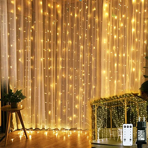 600 Led Tenda Luminosa 6x3m Luci a Cascata con 8 Modelli di illuminazione Tenda di Luci Waterproof per Esterno Giardino e Interno Camera Decorazioni Nuovo Anno, Feste, Matrimoni Bianco Caldo von YINUO LIGHT