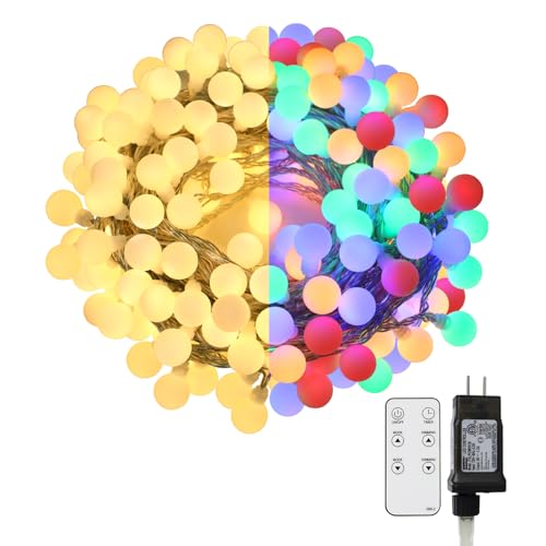 Lichterkette Kugeln, 20m 150er LED Lichterketten Einstecken 8 Modus Wasserdicht Beleuchtung für Außen und Innen Zimmer, Garten, Party, Weihnachten Decor Fernbedienungs Timer, Weihnachtsdekoration von YINUO LIGHT