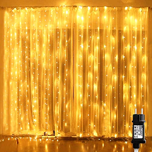 YINUO LIGHT Lichterkette Sterne, 2mx1.5m 8 Modi Lichtervorhang 144 LEDs, Fernbedienung 80 Sterne IP44 Wasserdicht Weihnachtsbeleuchtung Sternvorhang für Zimmer Fenster Weihnachts Außen Warmweiß von YINUO LIGHT