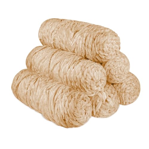 YINVA Chenille Wolle zum Häkeln 600g(6pcs×100g) Chenille Wolle Flauschige Wolle Velvet Weiche Plüschwolle Häkelwolle für Anfänger Dicke Wolle Zum Stricken-Beige Kamel von YINVA