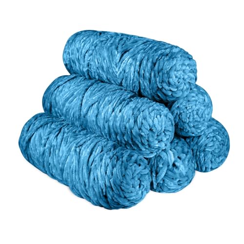 YINVA Chenille Wolle zum Häkeln 600g(6pcs×100g) Chenille Wolle Flauschige Wolle Velvet Weiche Plüschwolle Häkelwolle für Anfänger Dicke Wolle Zum Stricken-Petrol von YINVA