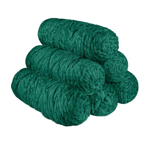 YINVA Chenille Wolle zum Häkeln 600g(6pcs×100g) Chenille Wolle Flauschige Wolle Velvet Weiche Plüschwolle Häkelwolle für Anfänger Dicke Wolle Zum Stricken-Weihnachts Grün von YINVA