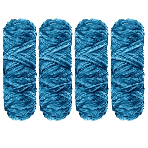 YINVA Wolle Zum Häkeln 400g(4pcs×100g) Flauschige Wolle Velvet Weiche Plüschwolle Häkelwolle für Anfänger Dicke Wolle Zum Stricken-Petrol von YINVA