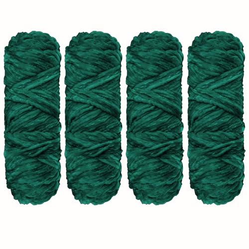 YINVA Wolle Zum Häkeln 400g(4pcs×100g) Flauschige Wolle Velvet Babywolle Weiche Plüschwolle Häkelwolle für Anfänger Dicke Wolle Zum Stricken-Grün von YINVA