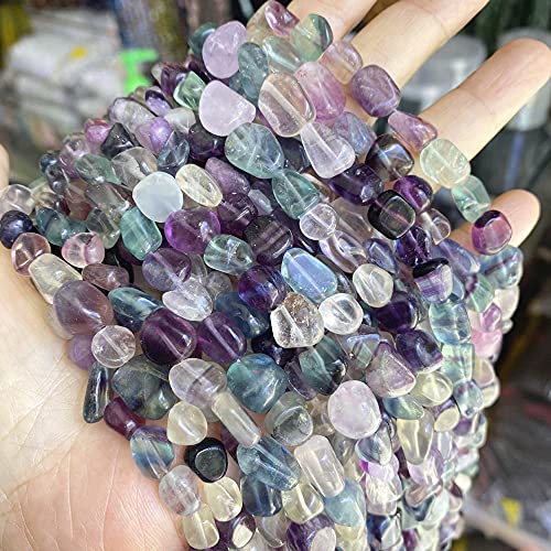 YINWUJIA 6-8mm Natürliche unregelmäßige Bunte fluoriten Quarz Stein lose Perlen für DIY Schmuck Machen Armband Halskette Zubehör 15 '' Niedliche Perlen von YINWUJIA