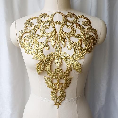 YIPOCH Gold Stickerei Pailletten Glänzende Blume Applikation Kragen Nähen Eisen Patch Für Hochzeit Brautkleid Party Kleid DIY Kleidung Dekor Handwerk von YIPOCH