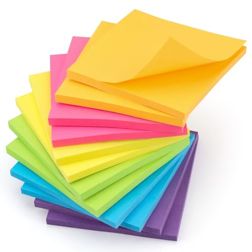 YISAN 600pcs Haftnotizen 76x76, Sticky Notes, 12 Pads Selbstklebende Haftnotizen, 50 Blatt/Pad für Büro, Zuhause, 71136 von YISAN