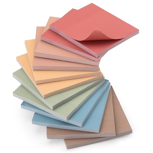 YISAN 600pcs Haftnotizen 76x76, Sticky Notes 12 Pads Selbstklebende Haftnotizen, Pastell-Vintage-Farben, Haftnotiz-Pad, 50 Blatt/Pad, 71112 von YISAN