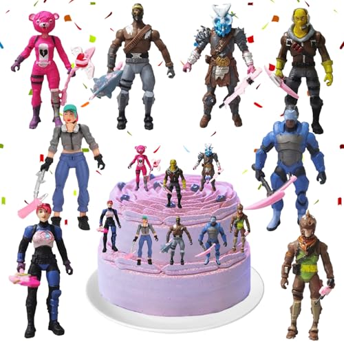 YISKY Fortnit Mini Figuren Set, 8 Stück Battle Figuren Set, Fortnit Cupcake Toppers, Fortnit Geburtstag Kuchen deko, Fortnit Tortendeko, Fortnit Cake Topper, für Kinder Geburtstagsfeiern von YISKY