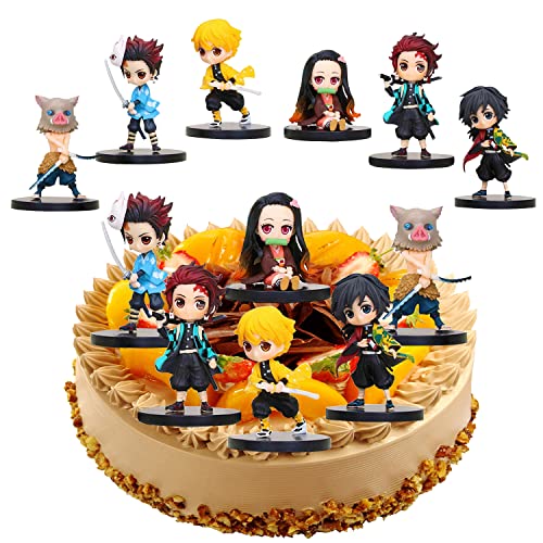 Demon Slayer Statuen Modell, 6 Stück Demon Slayer Anime Figur, Action Figures Kuchen Topper, Demon Slayer Figur Spielzeug, Devil'S Blade Cake Topper, für Cake Dekorationsornamente/Collectibles von YISKY