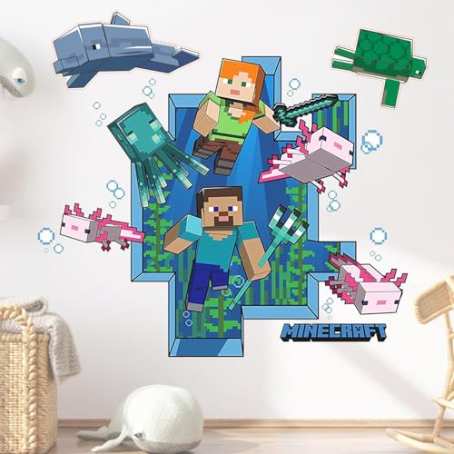 Mine-craf Cartoon Wandaufkleber Kinderzimmer, Wand Fenster Wandtattoo, Videospiel Wandstikcer, Wandaufkleber Poster, Creeper wandtattoo wasserdichte, für Kinderzimmer, Wohnzimmer Wanddekoration von YISKY