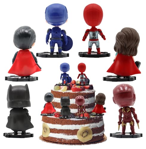 Superhelden Tortendeko Figuren, 6 pcs Su-perh-ero Figuren Kuchen Deko, Su-perh-ero Cake Topper, Cartoons Kuchendekoration, Kuchen Deko für Kinder, Kuchen Deko für Kinder, Figuren Cake Topper von YISKY