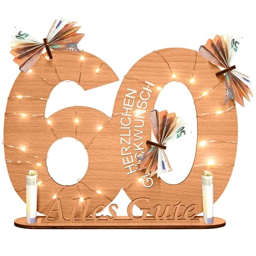 YISKY Holz Schild Gästebuch 60 Geburtstag, 60. Geburtstag Geldgeschenk Holz, Holz-Schild Gästebuch 60, Holz Schild Gästebuch mit Ständer, Geburtstag Jubiläum für 60 Jahre Mann Frau, 60 Geburtstag Deko, YISKY-0084 von YISKY