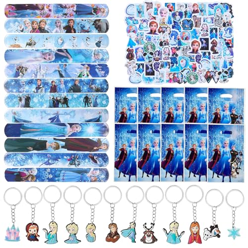 YISKY Frozen Kindergeburtstag Party Mitgebsel, 84 Stück Frozen Geburtstags Mitgebsel Set, Elsa Party Favors Set, Frozen Schnapparmband Kinder, Frozen Party Mitgebsel, für Kindergeburtstag Party von YISKY