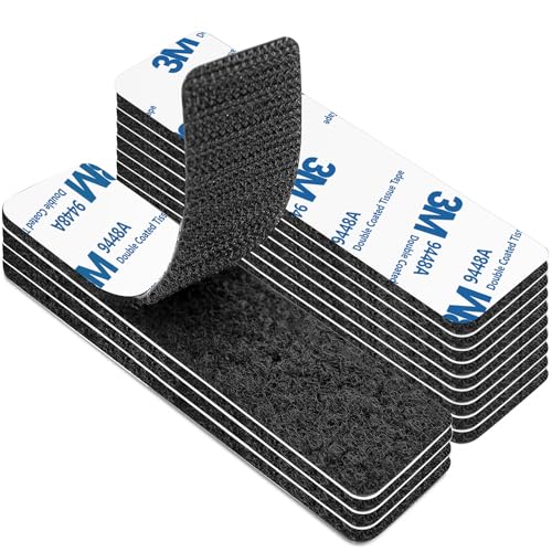 YISUMEI 12 Stück Klettband Selbstklebend Extra Stark, Klebepads Doppelseitig Wiederverwendbar,3 x 10cm Doppelseitiges Klettverschluss Selbstklebend Schwarz von YISUMEI