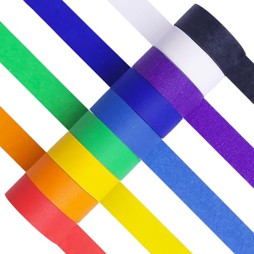 YISUMEI klebeband Bunt Regenbogen Masking Tape Papier Dekrativer Kreppband Bastelband für Kinder Farbaufklärung Arts Labeling,9 Rollen x 20 mm x 13 m von YISUMEI