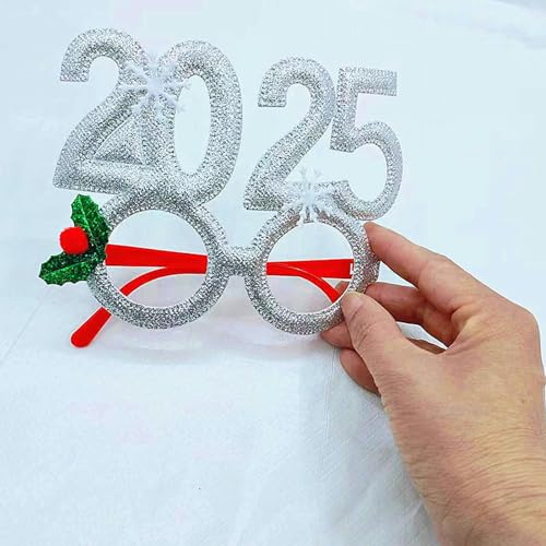 YITCBRTS 2025 Weihnachtsbrillenhersteller, Party, Erwachsene, Kinder, Geschenk, Party, Requisiten, Neujahrsbrille, Silber von YITCBRTS