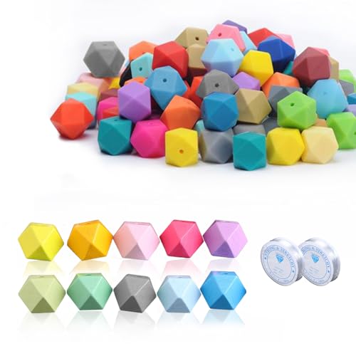 YIUWOD 100 StüCk Holzperlen Bunt - Perlen Pastell - Bunte Perlen zum AuffäDeln - Lochbreite 3,6 Mm,Geeignet FüR Die Herstellung Von ArmbäNdern,Halsketten,Heimwerkerarbeiten,Mit 2 Elastischen SchnüRen von YIUWOD