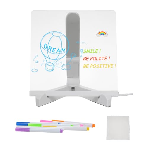 YIWENG Trocken abwischbare Acryltafel mit Licht, 30 x 20 cm, Schreibtafel für Notizen auf dem Schreibtisch, Whiteboard, Notizblock, wiederverwendbare LED-Buchstabenmassagetafeln für den persönlichen von YIWENG