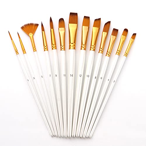 YIWEOG 13pcs Professionelle Pinsel Set Nylonhaar Holzgriff Künstlerpinsel für Kinder Erwachsene Anfänger für Acrylöl Aquarell Gouache Nagel Körper Gesicht Detail Miniaturkunst Handwerk Zeichnung von YIWEOG