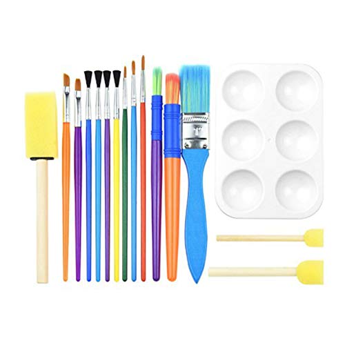 YIWEOG 16PCS Kinderpinsel Waschbare Pinsel Schwammpinselset für Kleinkinder Kinder Frühes DIY-Lernspielzeug Fingerfarben Schwämme Kunstzubehör Geschenke für Acrylhandwerk Rock Tempera Paints von YIWEOG