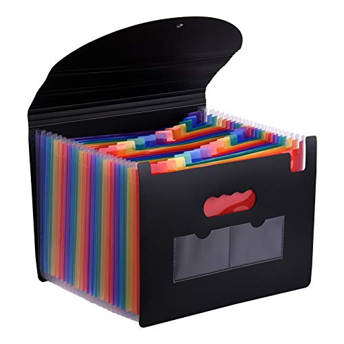 YIWEOG 24 Taschen Erweitern des Dateiordners mit Deckblatt Accordian File Organizer A4 Letter Size Document Organizer Regenbogenfarbe für die Home Office School von YIWEOG