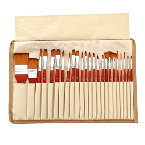 YIWEOG 24pcs Acryl Pinsel Set Nylon Haar Künstler Pinsel Professionelle Pinsel mit Leinwand Tasche für Aquarell Öl Gouache Nagel Körper Gesicht Zeichnung Künstler Zeichnung Kits Kunst Bastelbedarf von YIWEOG