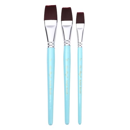 YIWEOG 3-teiliges Pinselset, Flacher Pinsel für Aquarell- und Gouachemalerei, Nylonhaar und kurzer Holzgriff, Geschenk für Anfänger, Studenten, Künstler, Zeichensets, Künstlerbedarf von YIWEOG