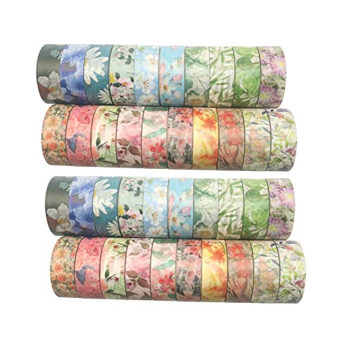 YIWEOG 40 Rollen Washi Tape Set Blumen Blume Blätter Pflanze Dekorative Washi Masking Tapes 15mm breit Klebeband Aufkleber für DIY Kunst & Handwerk Scrapbooking Journals Planer Karte von YIWEOG