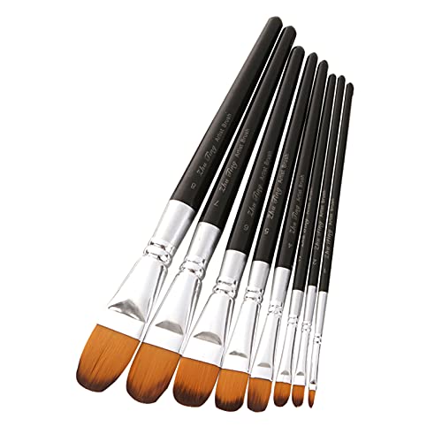 YIWEOG 8pcs Pinsel Set Haselnussspitzen Nylonhaar Pinsel für Studenten Erwachsene Künstler Acrylöl Aquarell Gouache Nagel Körper Gesicht Kunst Bastelbedarf von YIWEOG