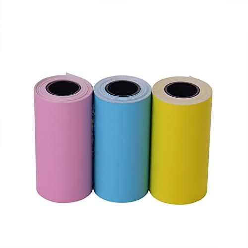 YIWEOG Bedruckbare Farbaufkleber Papierrolle Direktes Thermopapier mit selbstklebendem 57 * 30mm (2.17 * 1.18in) für A6 Pocket Thermodrucker für P1 / P2 Mini-Fotodrucker, 3 Rollen von YIWEOG