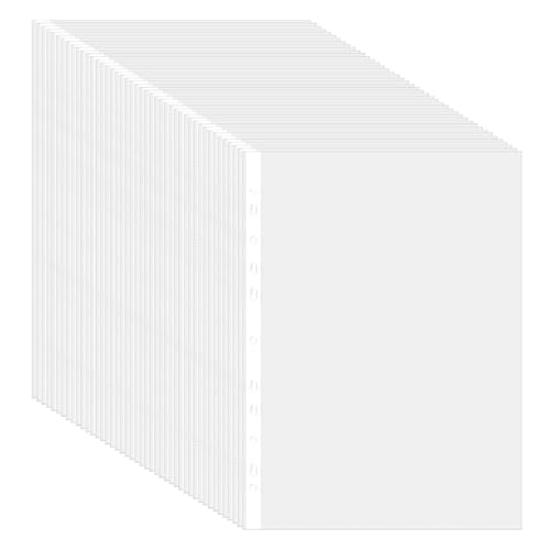 YIWONFU 100 Stück Klarsichthüllen A4 mit 11 Löchern, Klarsichthüllen Extra Stark für 2/3/4-Loch-Ordner, Klarsichtfolien mit Öffnung von Oben zum Organisieren von Dokumenten, Notizen, Fotos, Briefen von YIWONFU