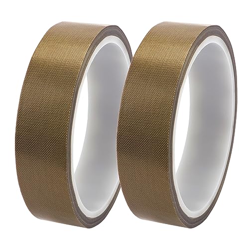 YIXISI 2 Stücke PTFE Fabric Tape, Hochtemperaturband, PTFE Glasgewebeband, PTFE Glasklebeband, High Temp Klebeband, PTFE Klebeband, für Vakuumiergerät, Handversiegelung (23mm x 10m) von YIXISI