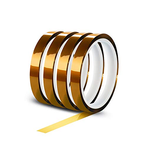 YIXISI 4 Stücke Kapton Tape, Hohe Temp Tape, Hohen Temperaturen Hitzebeständig Klebeband, Polyimid Film Klebeband (12mm * 33m) von YIXISI