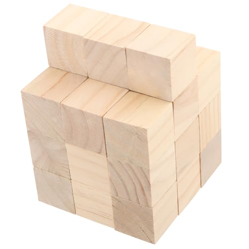 YIXNSW 30 Stück Holz Quadrat Würfel Bastelwürfel Holz Holzwürfel Blanko Holz Würfel Klein 40mm Quadrat Basteln Natürlich für Craft Painting DIY Craft Dekoration von YIXNSW