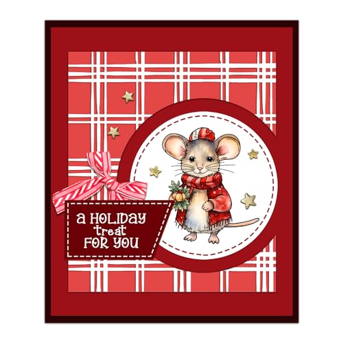 YIXUAN Frohe Weihnachten, niedliche Mäuse in Weihnachtsanzügen, transparente Stempel und Metall-Stanzformen, Set mit Paket, Umschlagbox für Kartenherstellung, DIY, Scrapbooking, Zubehör, von YIXUAN