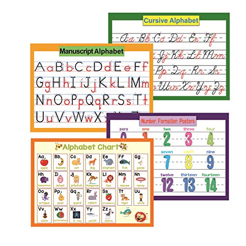 4 Stück pädagogische Vorschulplakate für Kleinkinder und Kinder | Klassenzimmer Bulletin Board Set & Dekorationen Organisation Lernposter für den Kindergarten | Word Family Wandplakat 8.47x11.8in von YIYEE