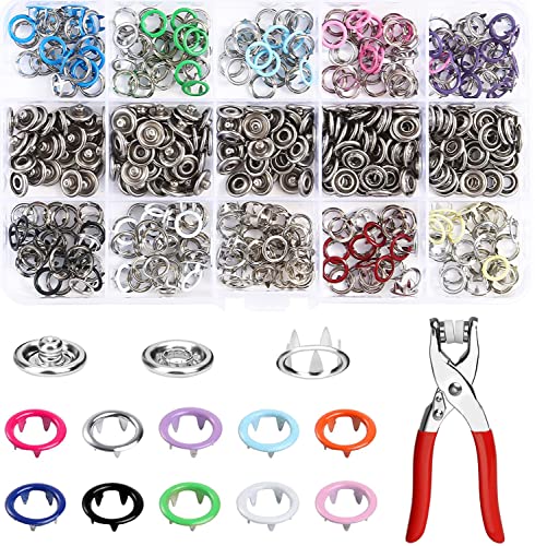 Druckknopf Set Jersey Druckknöpfe Metall mit Zange 200Sets Hohle Knöpfe Werkzeug Für DIY Basteln Kinderbekleidung Kleidung Taschen 9,5 mm10 Farben von YIYICO