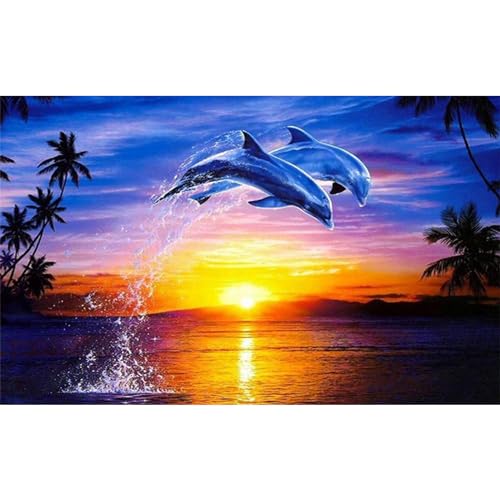 YIYUE 5D Diamond Painting Kits Bilder für Erwachsene, Delphin DIY Diamant Malerei Painting Bilder Set, Diamond Art Full Runder Malen Nach Zahlen Erwachsene Set (35x45cm), Nr. 1 von YIYUE