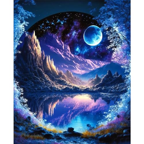 YIYUE 5D Diamond Painting Kits Bilder für Erwachsene, Mond DIY Diamant Malerei Painting Bilder Set, Diamond Art Full Runder Malen Nach Zahlen Erwachsene Set (35x45cm), Nr. 12 von YIYUE