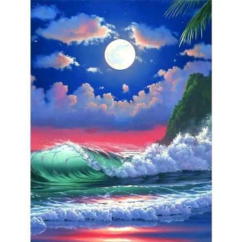 YIYUE 5D Diamond Painting Kits Bilder für Erwachsene, Mond DIY Diamant Malerei Painting Bilder Set, Diamond Art Full Runder Malen Nach Zahlen Erwachsene Set (35x45cm), Nr. 13 von YIYUE