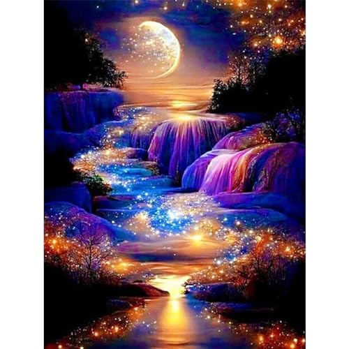 YIYUE 5D Diamond Painting Kits Bilder für Erwachsene, Mond DIY Diamant Malerei Painting Bilder Set, Diamond Art Full Runder Malen Nach Zahlen Erwachsene Set (35x45cm), Nr. 2 von YIYUE