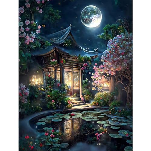 YIYUE 5D Diamond Painting Kits Bilder für Erwachsene, Mond DIY Diamant Malerei Painting Bilder Set, Diamond Art Full Runder Malen Nach Zahlen Erwachsene Set (35x45cm), Nr. 6 von YIYUE