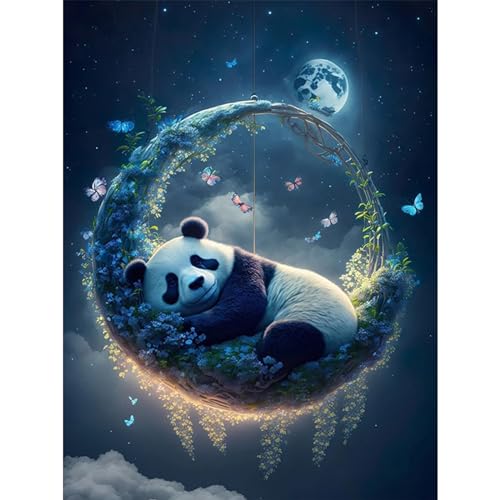 YIYUE 5D Diamond Painting Kits Bilder für Erwachsene, Panda DIY Diamant Malerei Painting Bilder Set, Diamond Art Full Runder Malen Nach Zahlen Erwachsene Set (35x45cm), Nr. 12 von YIYUE