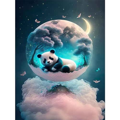 YIYUE 5D Diamond Painting Kits Bilder für Erwachsene, Panda DIY Diamant Malerei Painting Bilder Set, Diamond Art Full Runder Malen Nach Zahlen Erwachsene Set (35x45cm), Nr. 4 von YIYUE