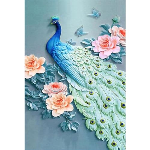 YIYUE 5D Diamond Painting Kits Bilder für Erwachsene, Pfau Peacock DIY Diamant Malerei Painting Bilder Set, Diamond Art Full Runder Malen Nach Zahlen Erwachsene Set (35x45cm), Nr. 3 von YIYUE