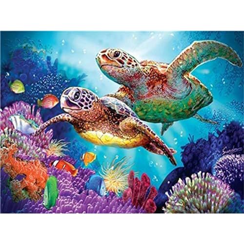 YIYUE 5D Diamond Painting Kits Bilder für Erwachsene, Schildkröte DIY Diamant Malerei Painting Bilder Set, Diamond Art Full Runder Malen Nach Zahlen Erwachsene Set (35x45cm), Nr. 1 von YIYUE