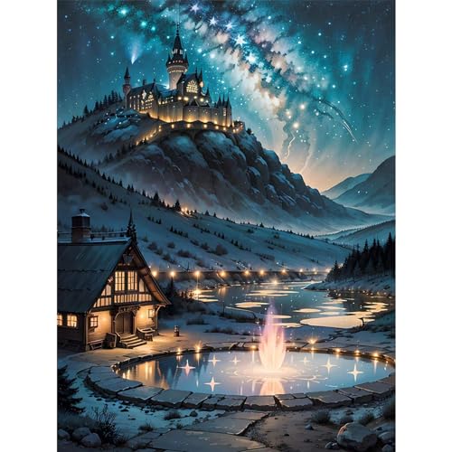 YIYUE 5D Diamond Painting Kits Bilder für Erwachsene, Schloss DIY Diamant Malerei Painting Bilder Set, Diamond Art Full Runder Malen Nach Zahlen Erwachsene Set (35x45cm), Nr. 8 von YIYUE