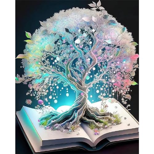 YIYUE 5D Diamond Painting Kits Bilder für Erwachsene, Tree Baum DIY Diamant Malerei Painting Bilder Set, Diamond Art Full Runder Malen Nach Zahlen Erwachsene Set (35x45cm), Nr. 20 von YIYUE